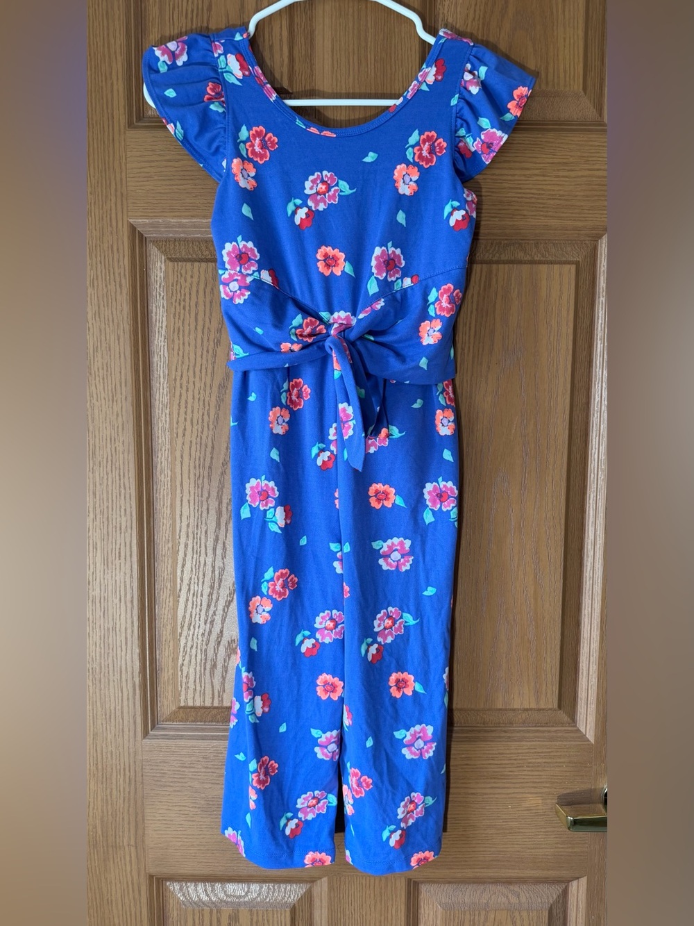 wonder nation Blue Floral Tie-Waist Midi Dress